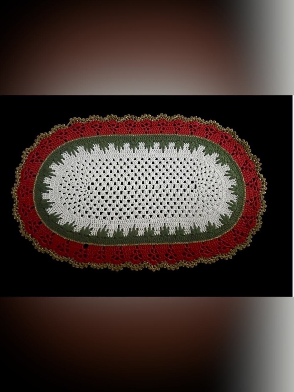 Handmade Crochet Christmas table runner, new